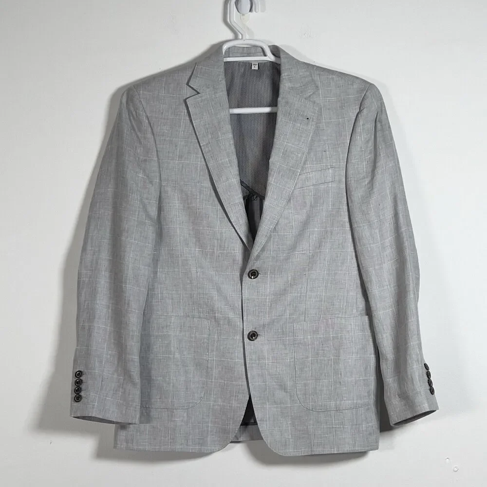 Baird‎ McNutt Murano Slim Fit Blazer Jacket Mens Sz L 42 Plaid Gray Unstructured